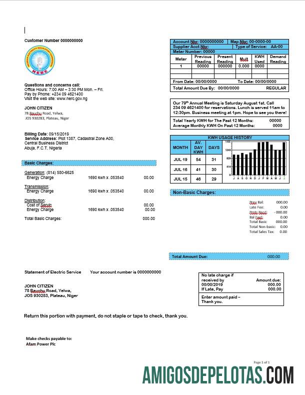 Nigéria Comissão Reguladora de Eletricidade da Nigéria Projeto de lei de eletricidade em formato Word baixar para verificação